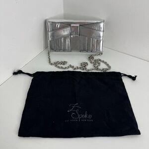 Z spoke Zac Posen Shirley bow mini crossbody bag Silver Metallic Chain Purse